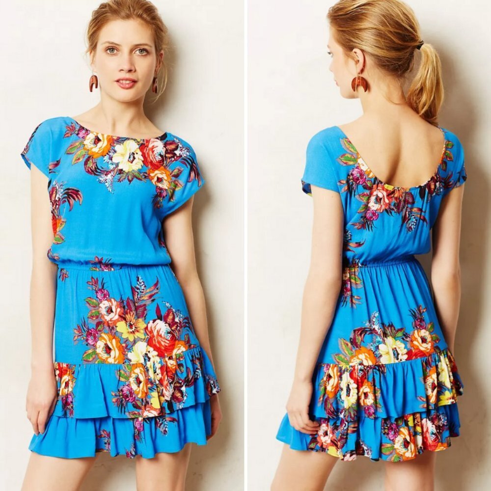 Anthro Konrad + Joseph Mandra Floral Ruffle Tunic